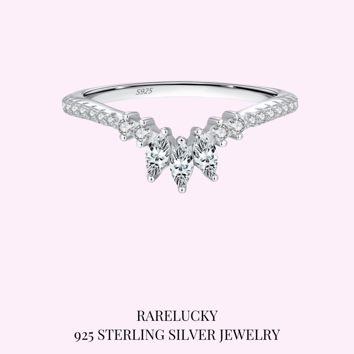 RareLucky Triple Marquise Chevron S925 Ring
