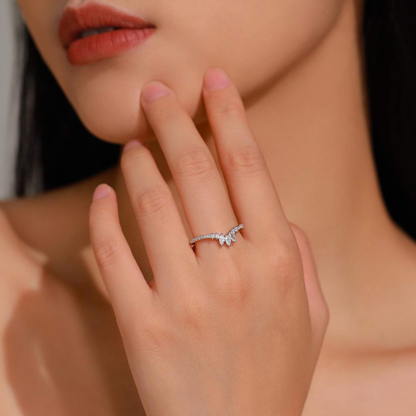 RareLucky Triple Marquise Chevron S925 Ring