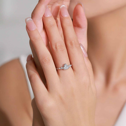RareLucky Pear-Cut Floral Vine S925 Ring