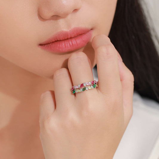 RareLucky Gradient Marquise Leaf S925 Ring