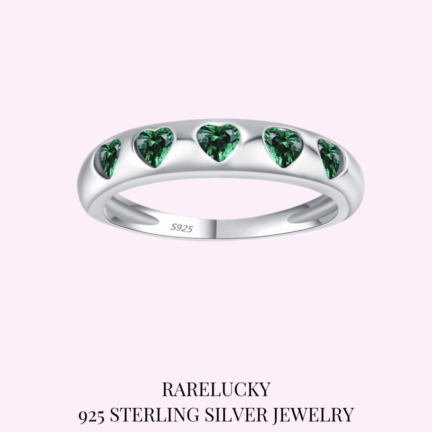 RareLucky Five-Heart Zircon Band S925 Ring