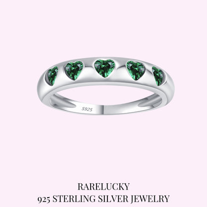 RareLucky Five-Heart Zircon Band S925 Ring
