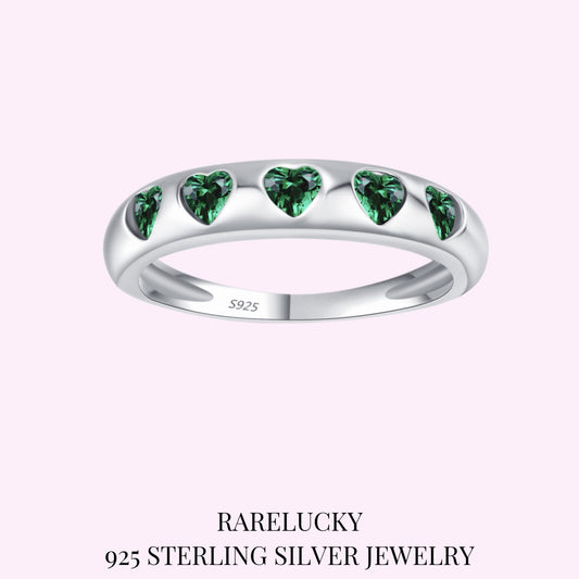 RareLucky Five-Heart Zircon Band S925 Ring