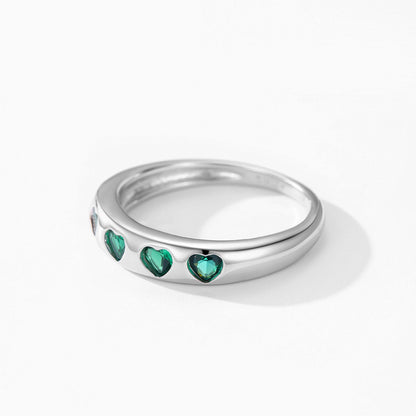 RareLucky Five-Heart Zircon Band S925 Ring