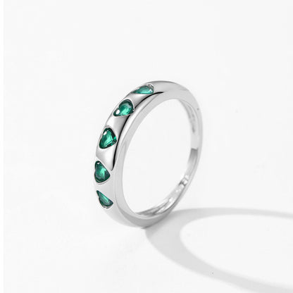 RareLucky Five-Heart Zircon Band S925 Ring
