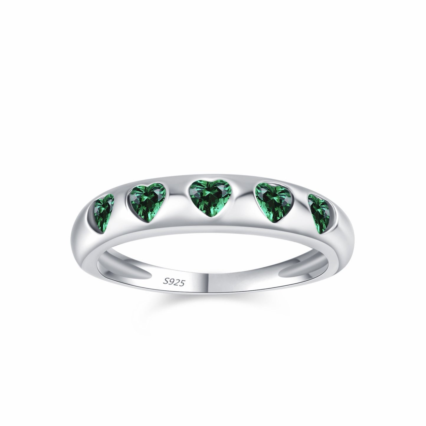 RareLucky Five-Heart Zircon Band S925 Ring