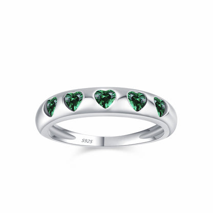 RareLucky Five-Heart Zircon Band S925 Ring