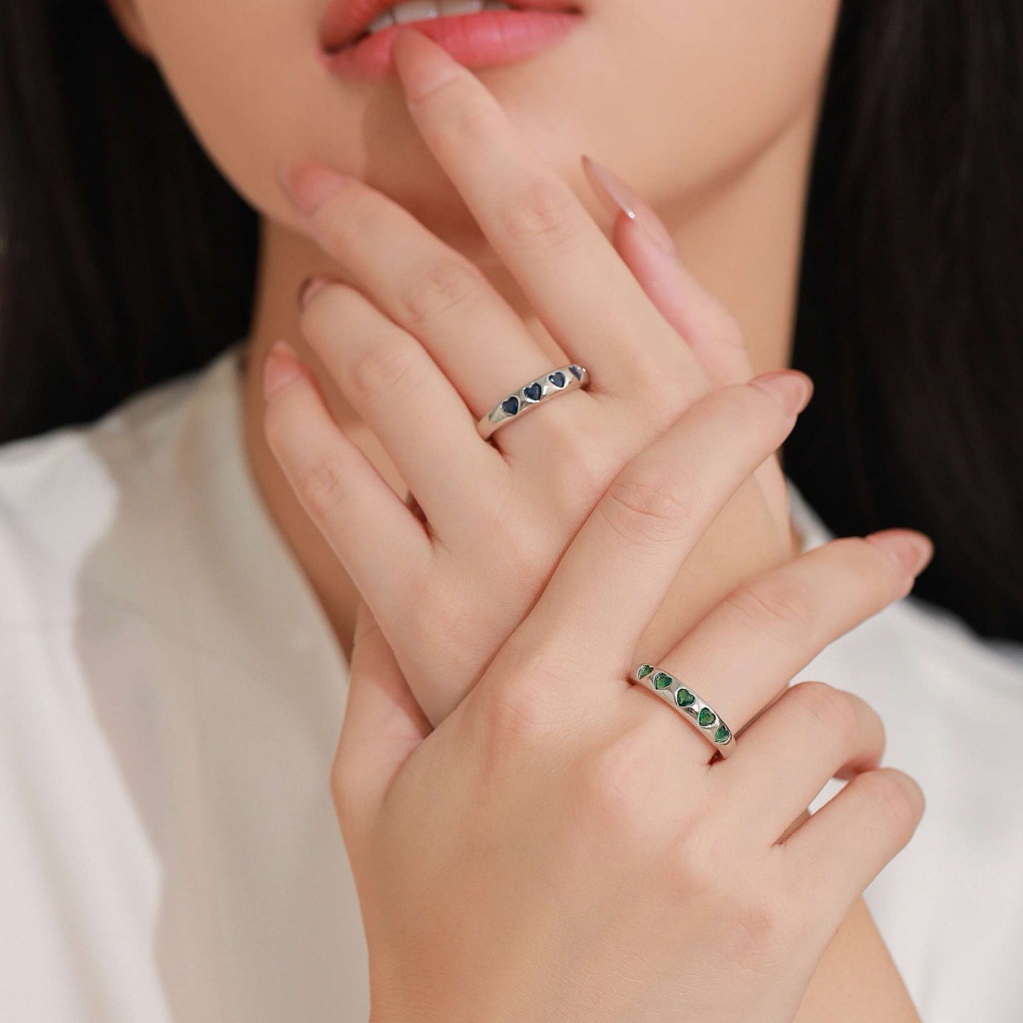 RareLucky Five-Heart Zircon Band S925 Ring