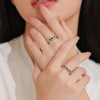 RareLucky Five-Heart Zircon Band S925 Ring