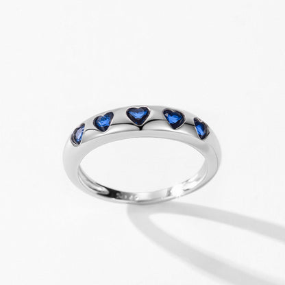RareLucky Five-Heart Zircon Band S925 Ring