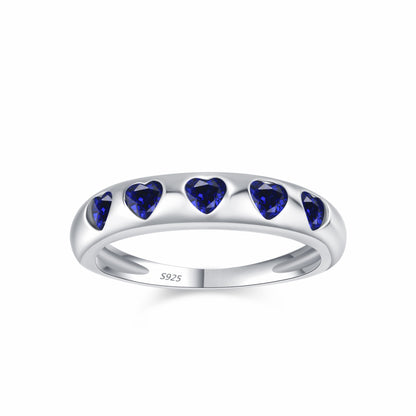 RareLucky Five-Heart Zircon Band S925 Ring