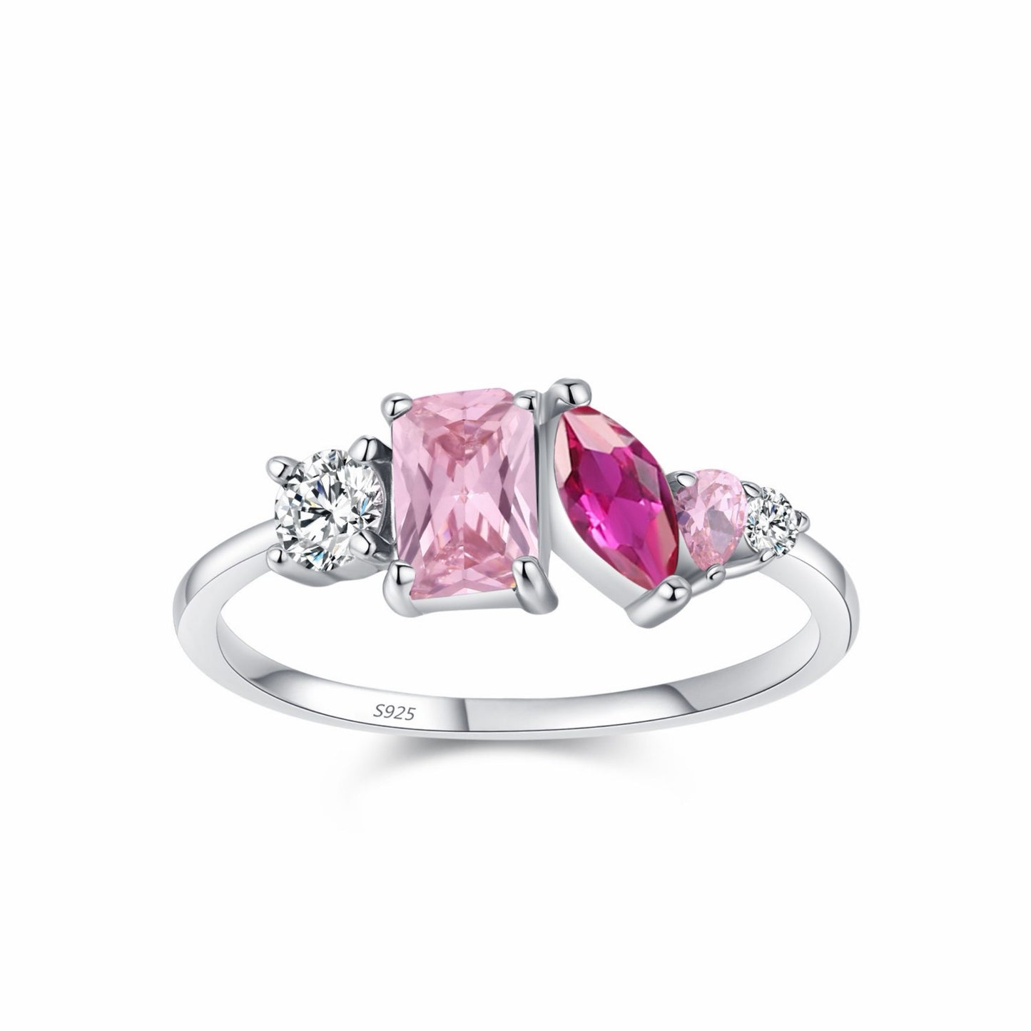 RareLucky Gradient Mixed-Cut Cluster S925 Ring