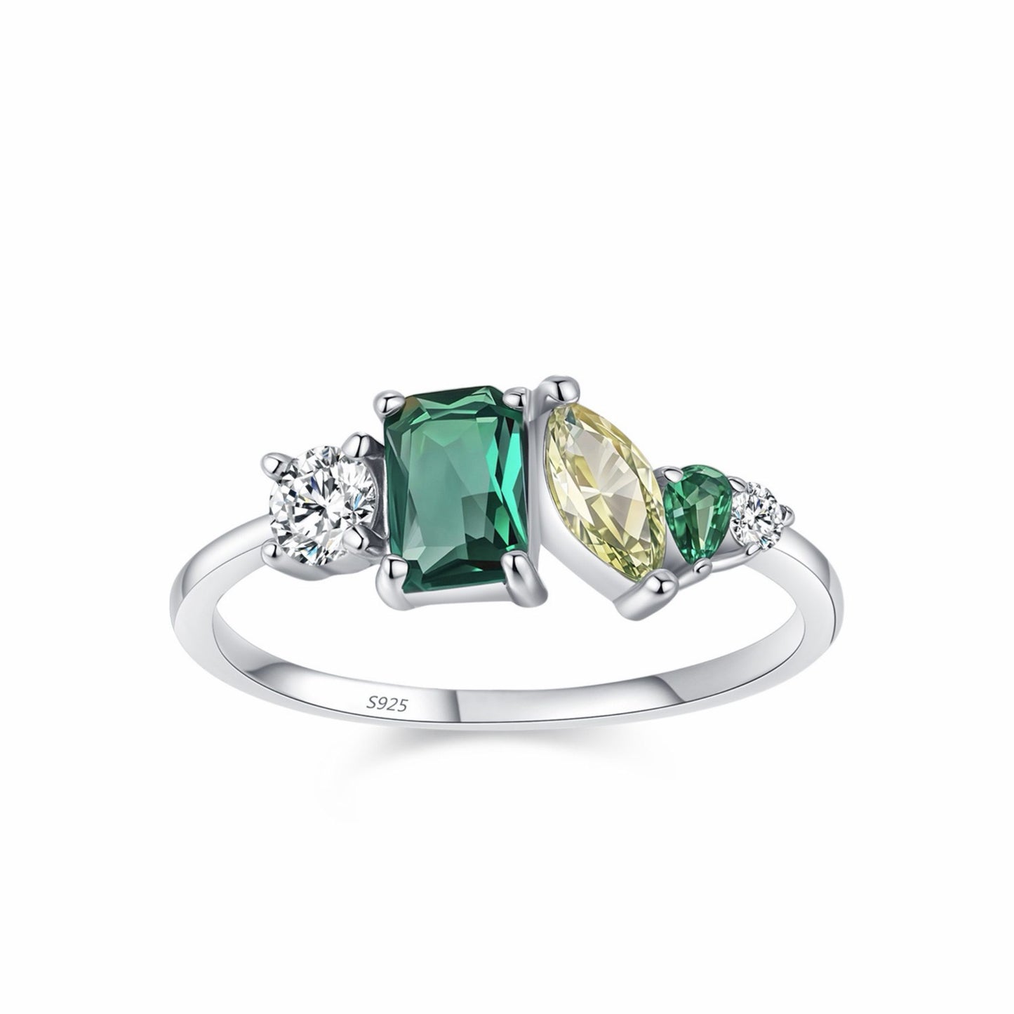 RareLucky Gradient Mixed-Cut Cluster S925 Ring