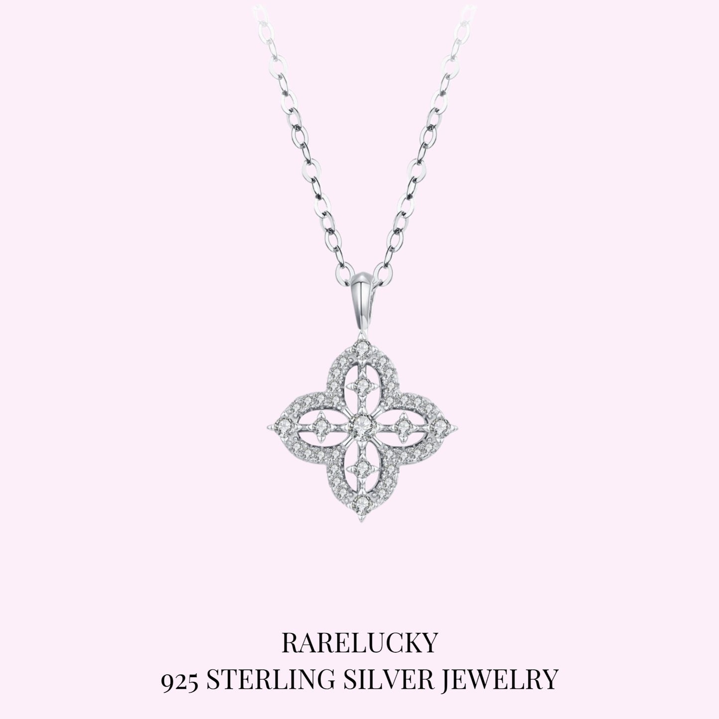 RareLucky Quatrefoil Starburst S925 Necklace