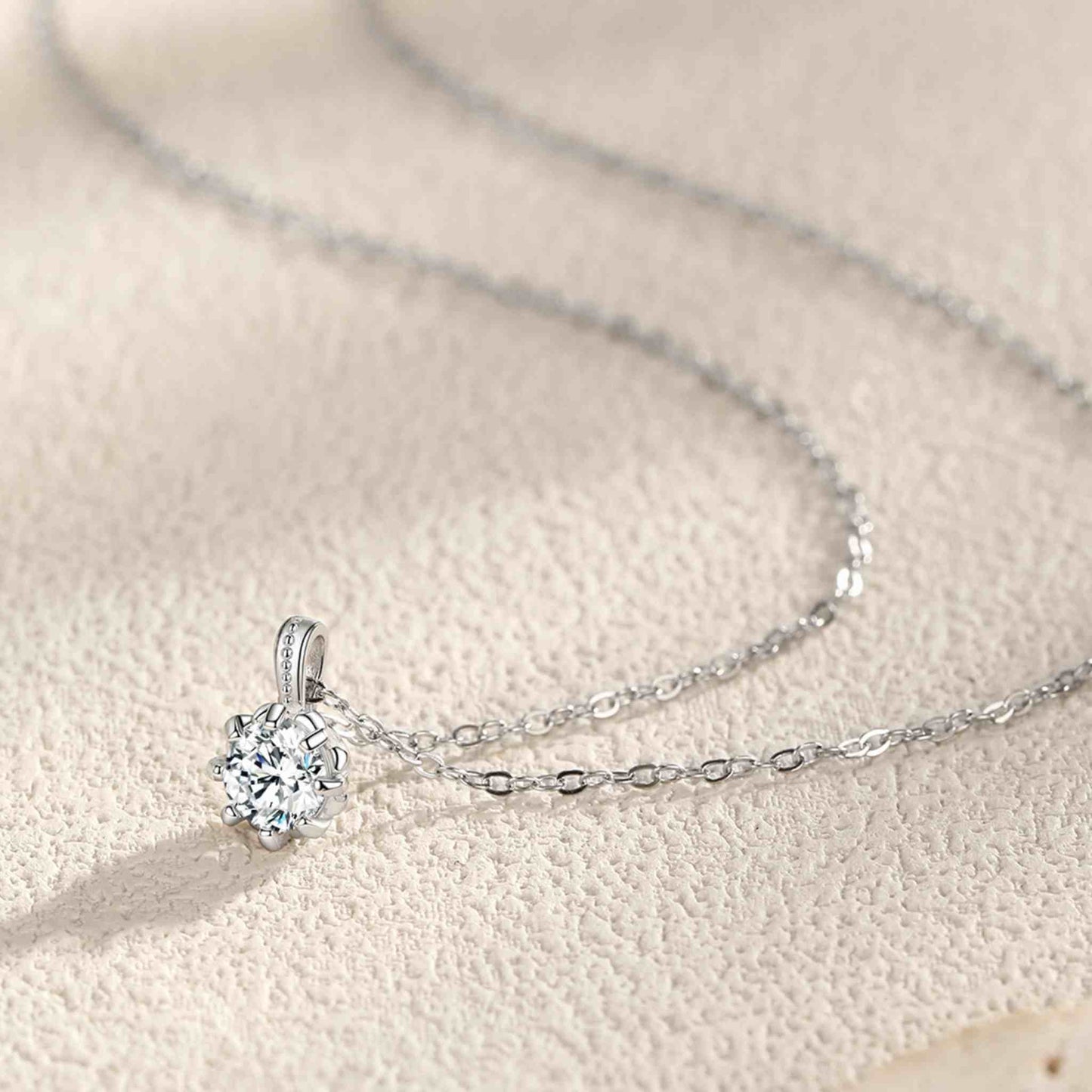 RareLucky Round Solitaire Crown S925 Necklace