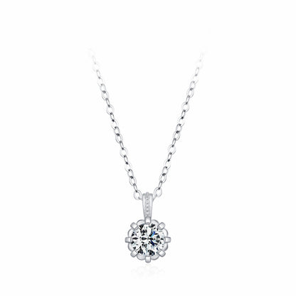 RareLucky Round Solitaire Crown S925 Necklace