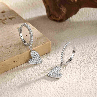 RareLucky Pavé Heart Drop Huggie S925 Earrings