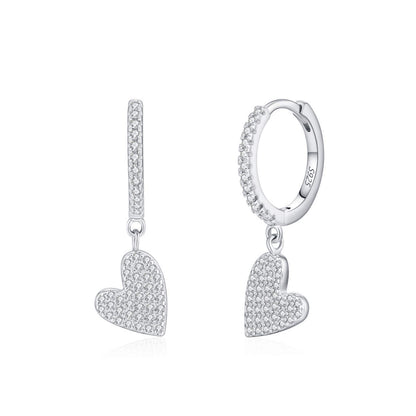 RareLucky Pavé Heart Drop Huggie S925 Earrings