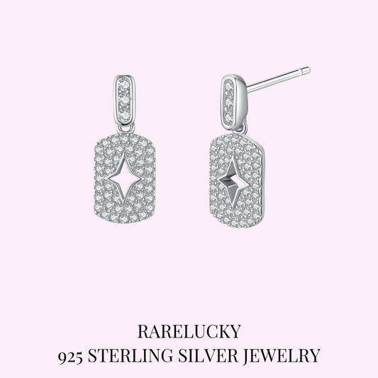 RareLucky Pavé Star Cutout Tag S925 Drop Earrings