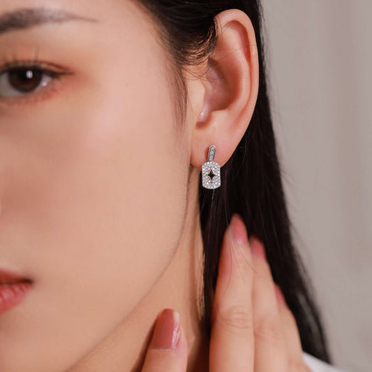 RareLucky Pavé Star Cutout Tag S925 Drop Earrings