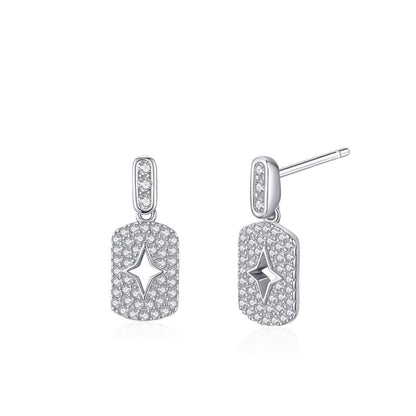 RareLucky Pavé Star Cutout Tag S925 Drop Earrings