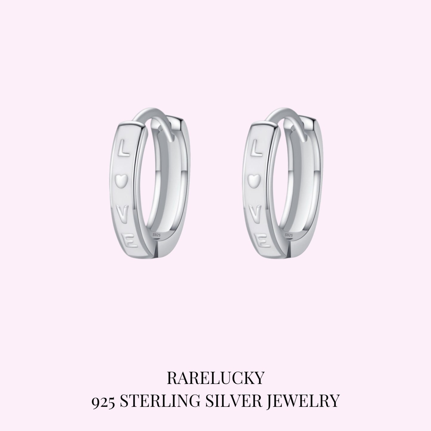 RareLucky LOVE Enamel S925 Huggie Earrings