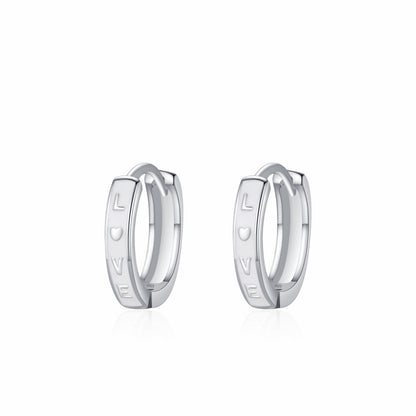 RareLucky LOVE Enamel S925 Huggie Earrings