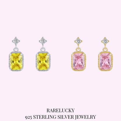 RareLucky Rectangular Zircon S925 Drop Earrings