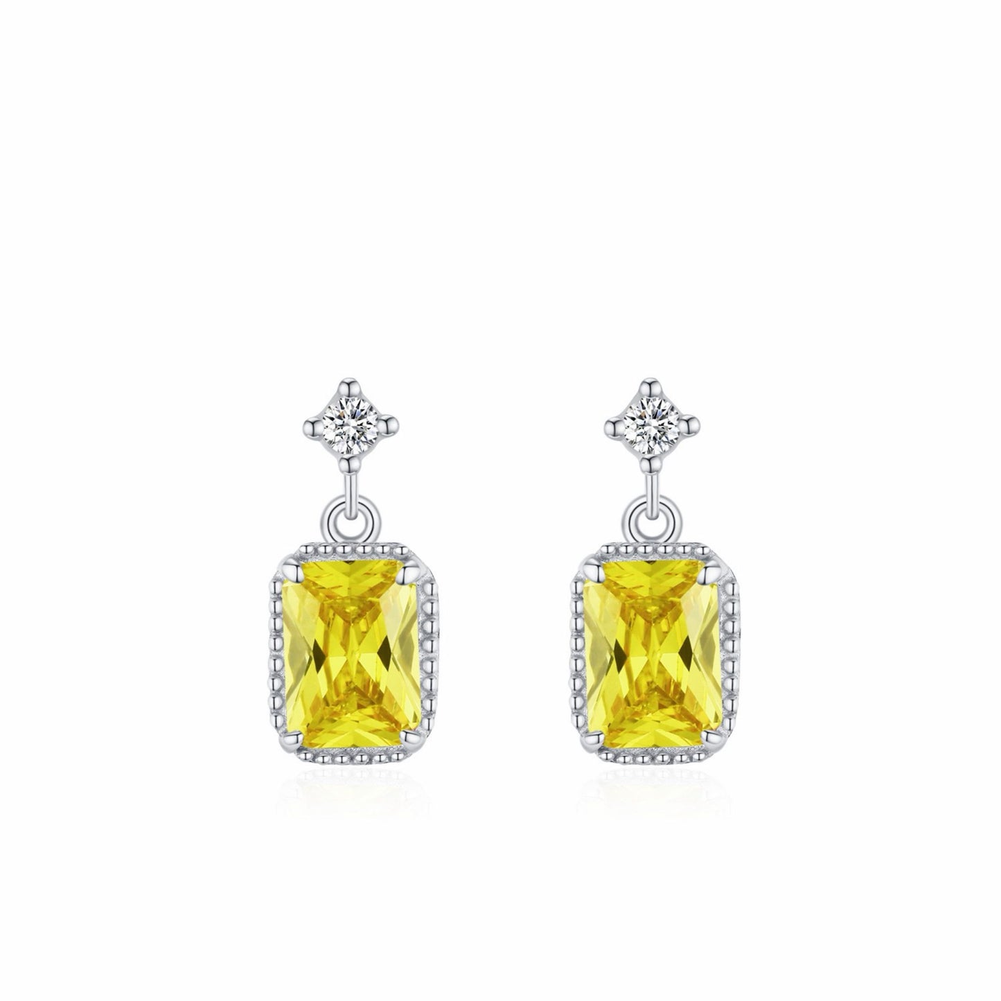 RareLucky Rectangular Zircon S925 Drop Earrings