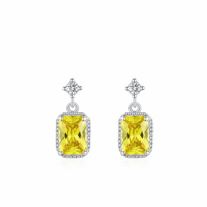 RareLucky Rectangular Zircon S925 Drop Earrings