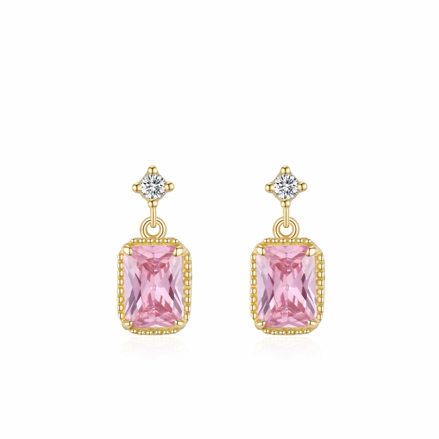 RareLucky Rectangular Zircon S925 Drop Earrings