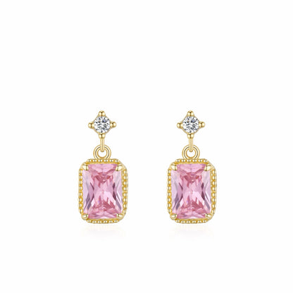RareLucky Rectangular Zircon S925 Drop Earrings