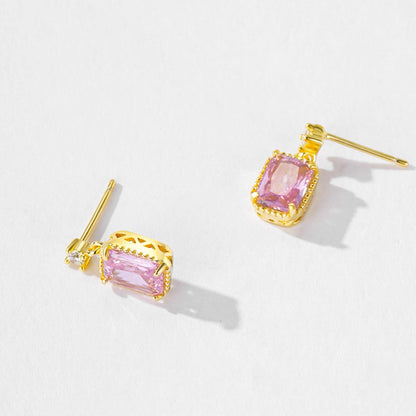 RareLucky Rectangular Zircon S925 Drop Earrings
