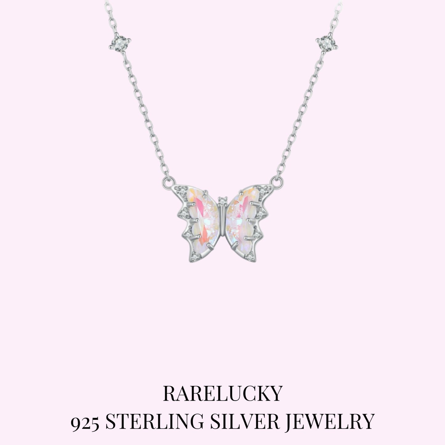 RareLucky Iridescent Butterfly Wing S925 Necklace