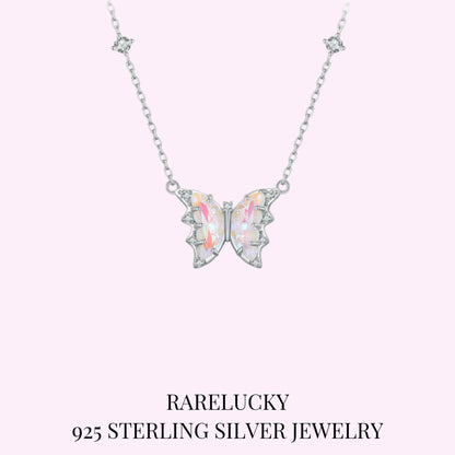 RareLucky Iridescent Butterfly Wing S925 Necklace