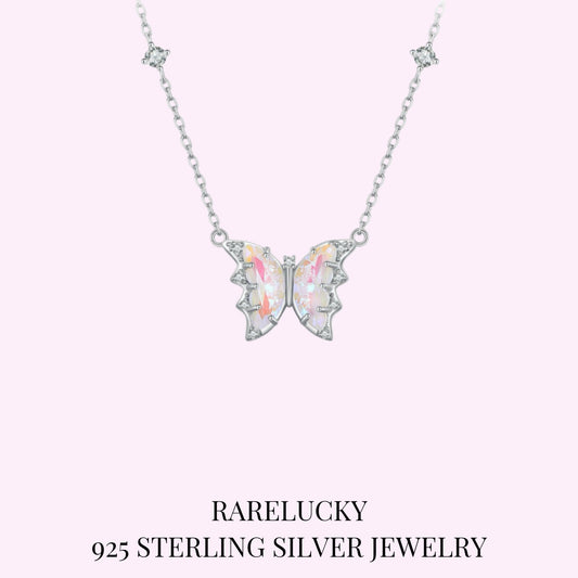 RareLucky Iridescent Butterfly Wing S925 Necklace