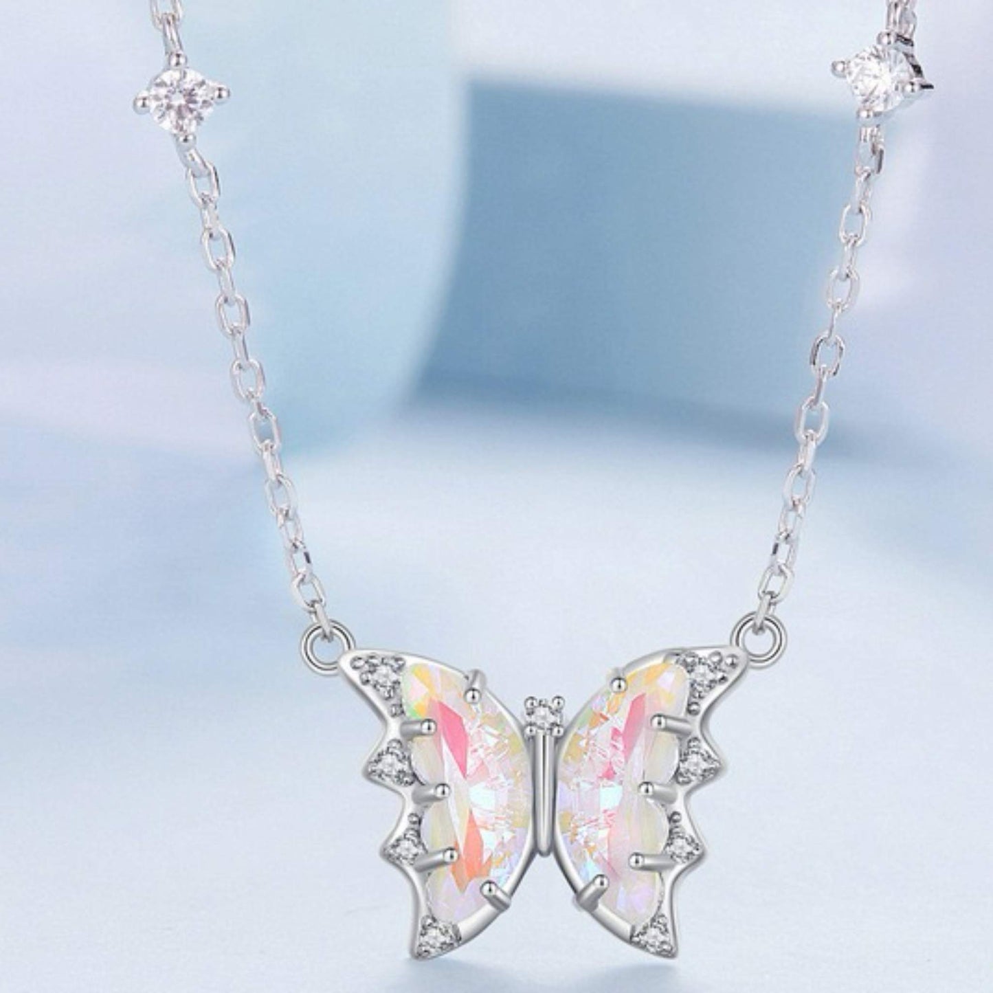 RareLucky Iridescent Butterfly Wing S925 Necklace
