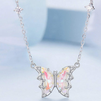 RareLucky Iridescent Butterfly Wing S925 Necklace