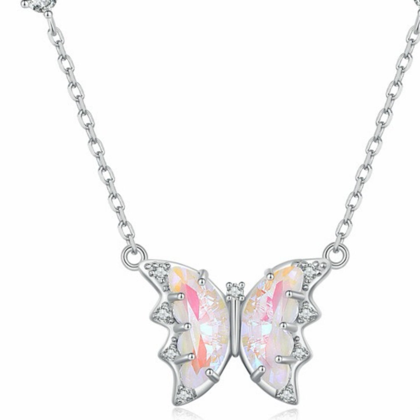 RareLucky Iridescent Butterfly Wing S925 Necklace