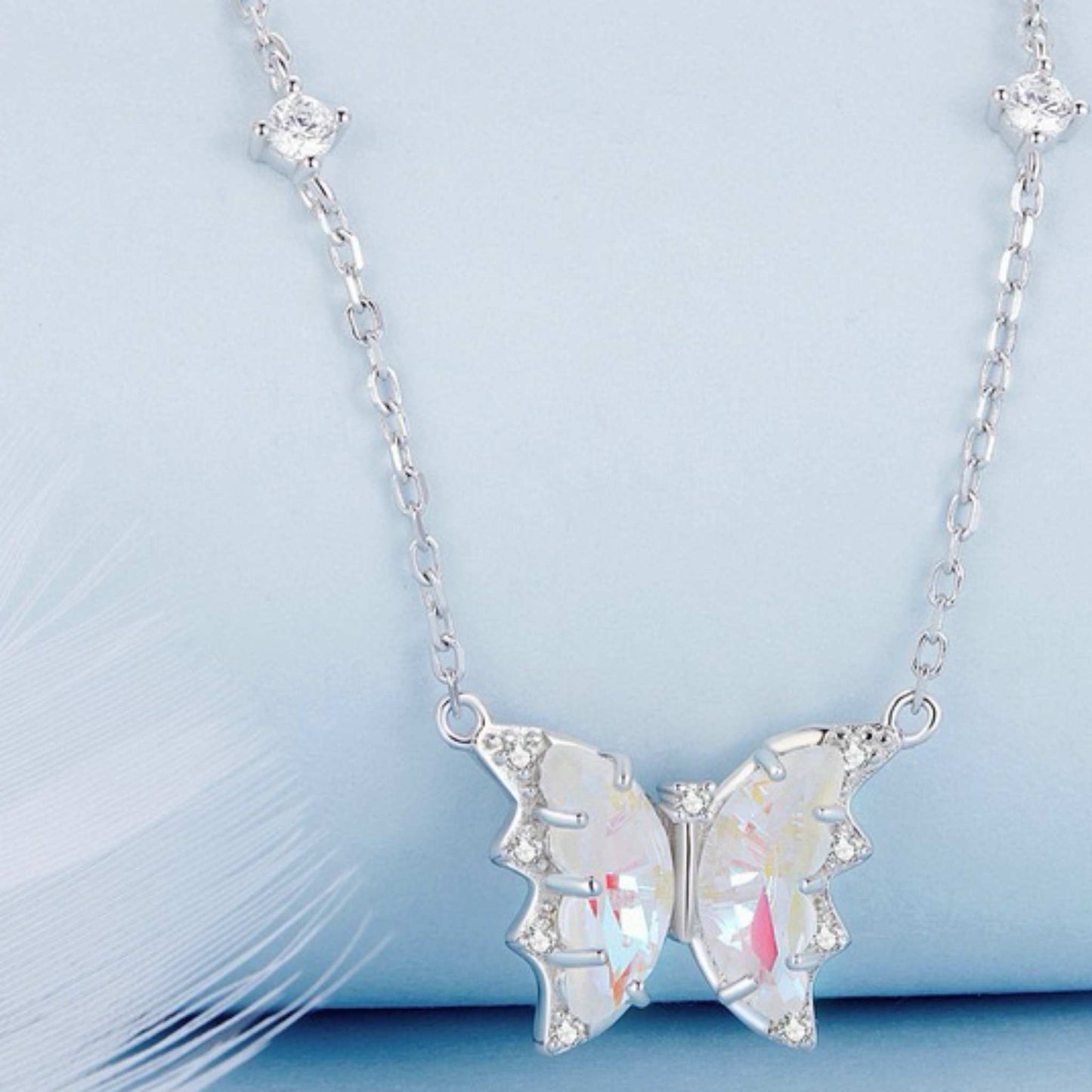 RareLucky Iridescent Butterfly Wing S925 Necklace