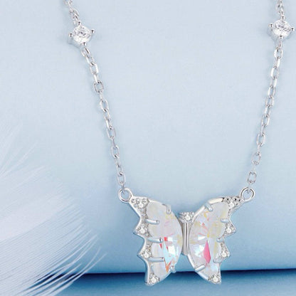 RareLucky Iridescent Butterfly Wing S925 Necklace