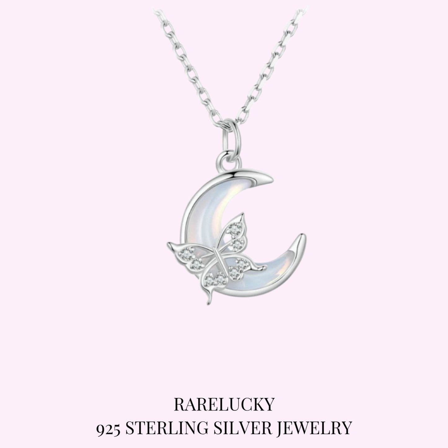 RareLucky Moon Butterfly S925 Necklace