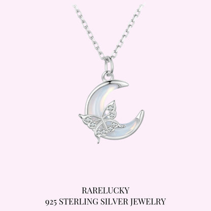 RareLucky Moon Butterfly S925 Necklace