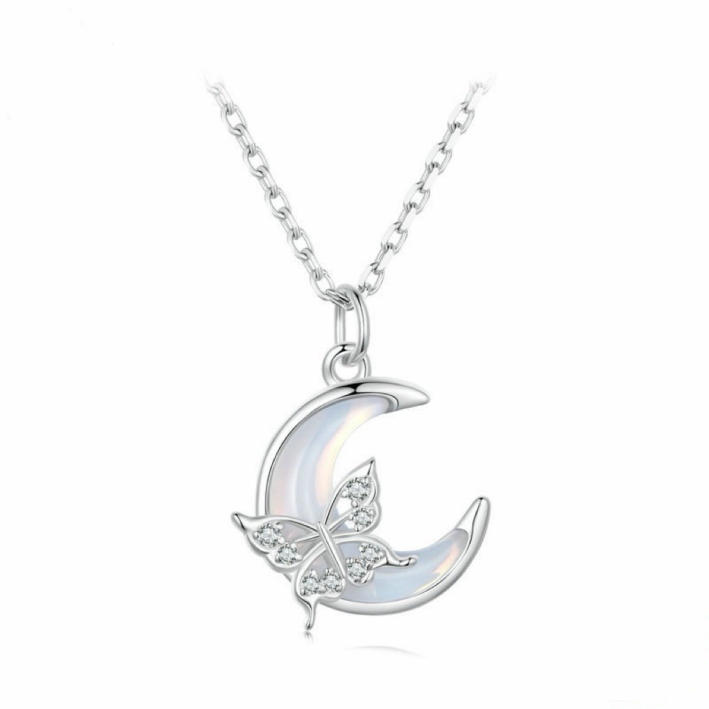 RareLucky Moon Butterfly S925 Necklace