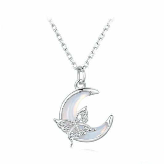 RareLucky Moon Butterfly S925 Necklace