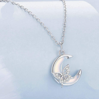 RareLucky Moon Butterfly S925 Necklace