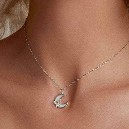 RareLucky Moon Butterfly S925 Necklace