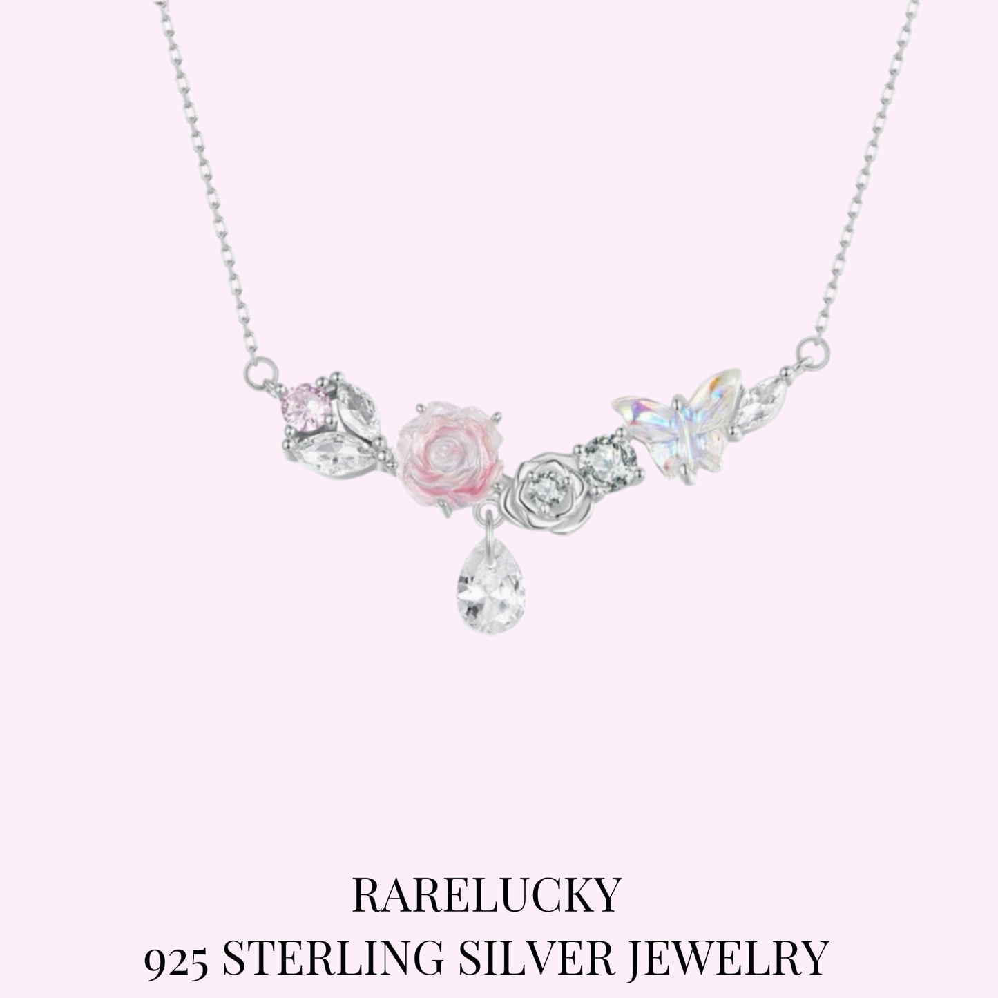 RareLucky Rose Garden Butterfly S925 Necklace