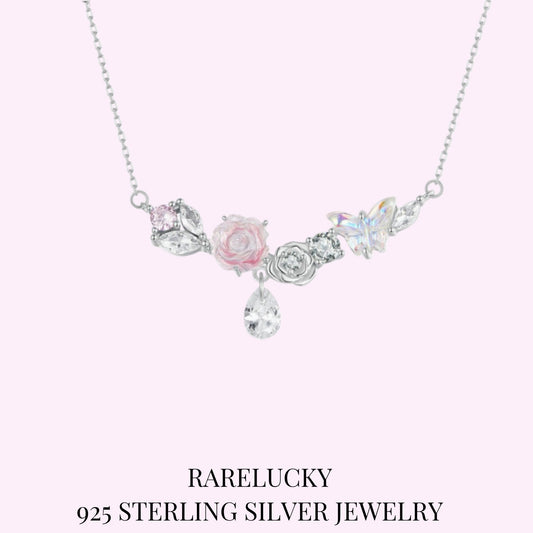 RareLucky Rose Garden Butterfly S925 Necklace