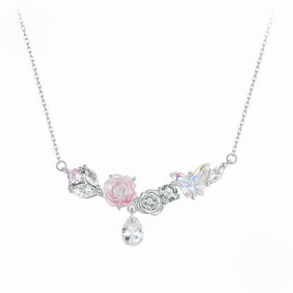 RareLucky Rose Garden Butterfly S925 Necklace